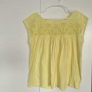 Loft flowy cotton yellow top with cutout neckline in size large